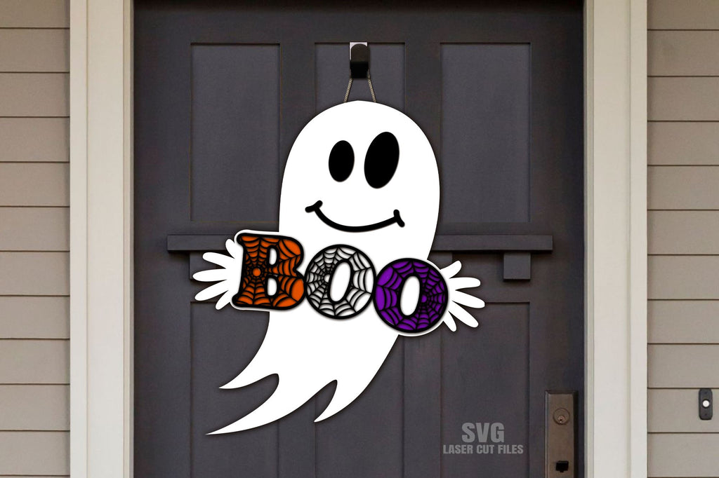 Boo SVG Laser Cut Files | Halloween Ghost SVG - So Fontsy