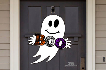 Boo SVG Laser Cut Files | Ghost Halloween Door Sign SVG SVG Cloud9Design 