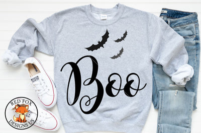Boo with Bats SVG | Halloween Cut Files | SVG PNG DXF SVG RedFoxDesignsUS 
