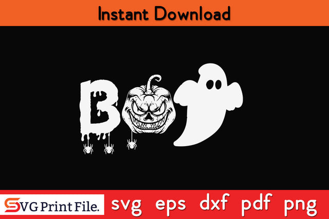 Boo With Spiders And Witch Hat Halloween SVG PNG Cut File SVG SVG Print File 