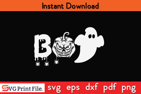 Boo With Spiders And Witch Hat Halloween SVG PNG Cut File SVG SVG Print File 