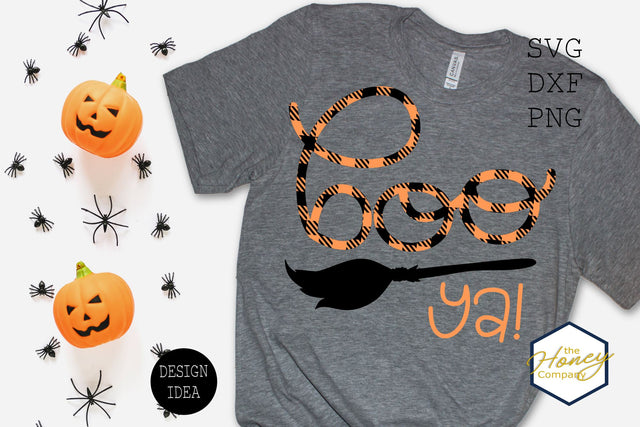 Boo Ya Hand Lettered PNG SVG DXF Witch Broom Cutting File SVG The Honey Company 