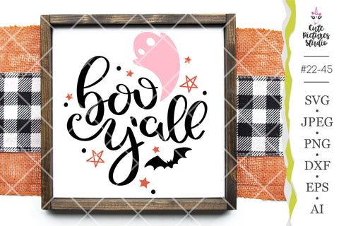 Boo yall Cricut SVG cut file, Cute Halloween ghost svg SVG CutePicturesStudio 