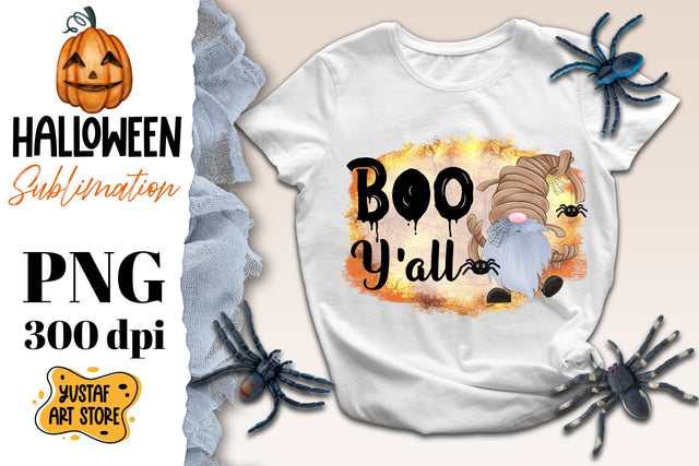 Boo Y'all. Halloween Gnome sublimation design Sublimation Yustaf Art Store 