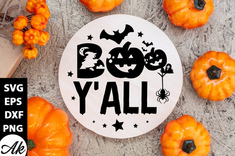 Boo y'all Round Sign SVG akazaddesign 