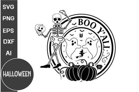 Boo Y'all Round Signs Svg Cut File, Farmhouse Halloween SVG design, Halloween SVG design SVG DesignPlante 503 