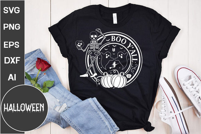 Boo Y'all Round Signs Svg Cut File, Farmhouse Halloween SVG design, Halloween SVG design SVG DesignPlante 503 