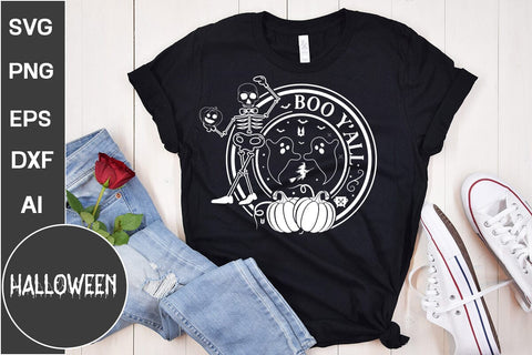 Boo Y'all Round Signs Svg Cut File, Farmhouse Halloween SVG design, Halloween SVG design SVG DesignPlante 503 