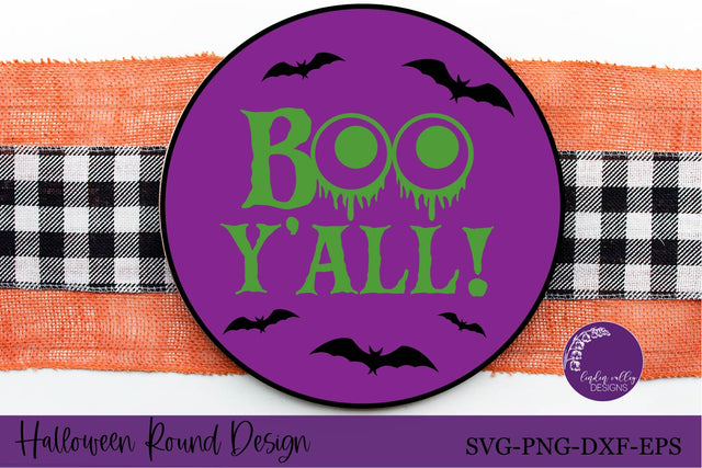 Boo Y'all SVG|Halloween Round Sign SVG SVG Linden Valley Designs 