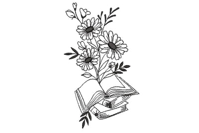 Book and flower embroidery Embroidery/Applique DESIGNS ArtEMByNatalia 
