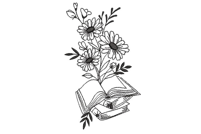 Book and flower embroidery Embroidery/Applique DESIGNS ArtEMByNatalia 