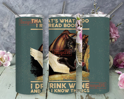 Book Cat Tumbler 20oz PNG, Gifts For Book And Cat Lover, Idea Girl Birthday Gift Tumbler 20oz Sublimation DesignSVG 