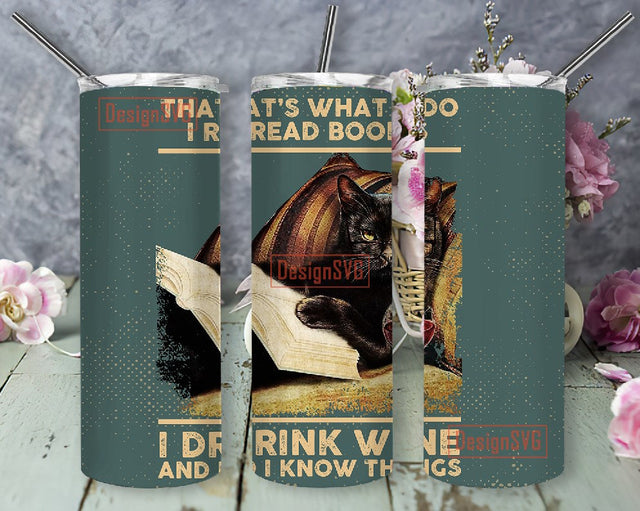 Book Cat Tumbler 20oz PNG, Gifts For Book And Cat Lover, Idea Girl Birthday Gift Tumbler 20oz Sublimation DesignSVG 