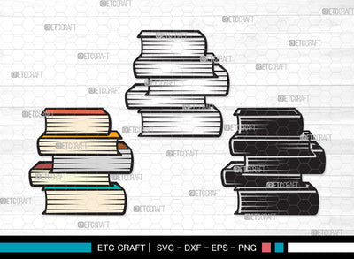 Book Clipart SVG | Book Club Svg | Stacked Books Svg | Open Book Svg | School Book Svg | Stack Of Books Svg | Library Svg | Book Clipart SVG ETC Craft 