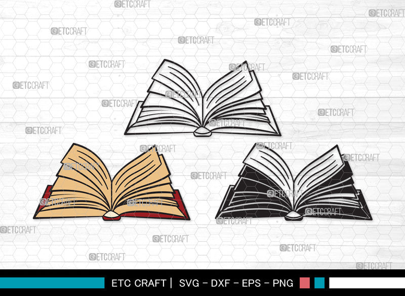 Book Clipart SVG | Book Club Svg | Stacked Books Svg | Open Book Svg ...