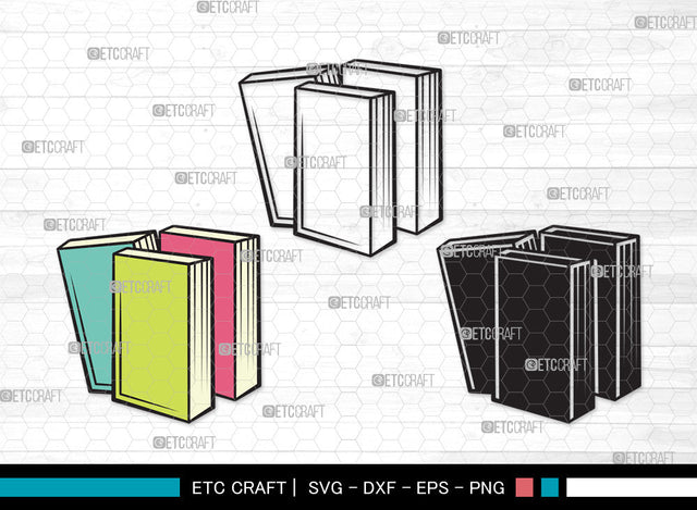 Book Clipart SVG | Book Club Svg | Stacked Books Svg | Open Book Svg | School Book Svg | Stack Of Books Svg | Library Svg | Book Clipart SVG ETC Craft 
