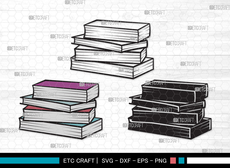 Book Clipart SVG | Book Club Svg | Stacked Books Svg | Open Book Svg ...