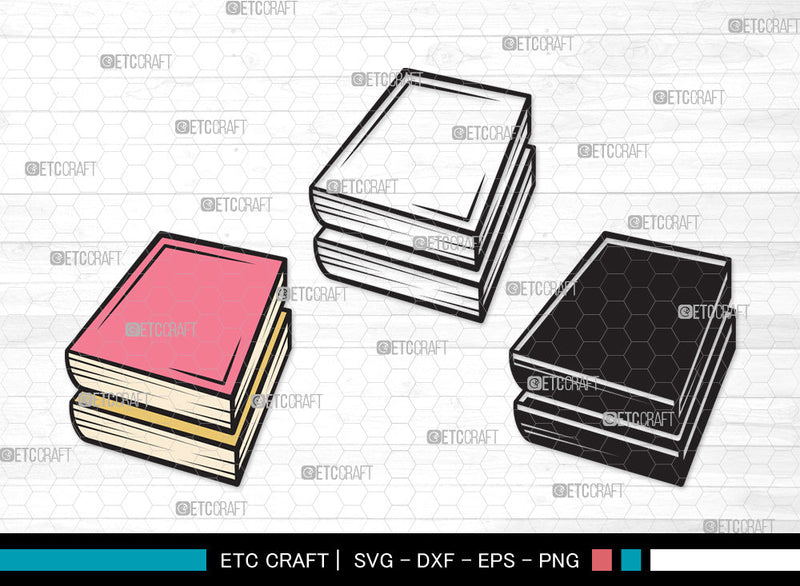 Book Clipart SVG | Book Club Svg | Stacked Books Svg | Open Book Svg ...