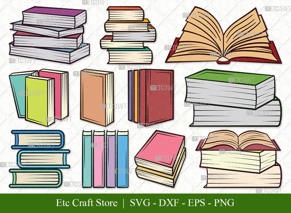 Book Clipart SVG Cut File | Book Club Svg | Stacked Books Svg | Open ...
