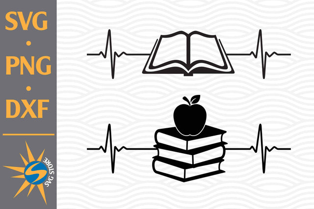 Book Heartbeat SVG, PNG, DXF Digital Files Include SVG SVGStoreShop 
