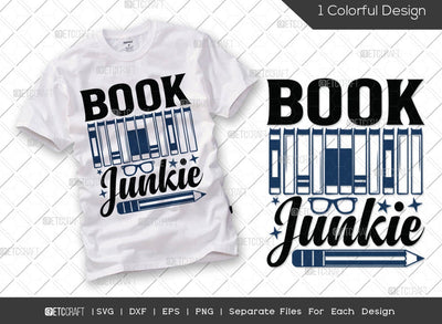 Book Junkie SVG Cut File | Book Lover Svg | Bookworm Svg | Librarian Svg | Bibliophile Svg | Readeing Svg | Reading Quote Svg SVG ETC Craft 