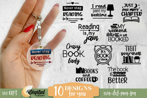 Book Lover beautiful Keychains | Book Lover Quotes | Enjoy Reading SVG Evgenyia Guschina 