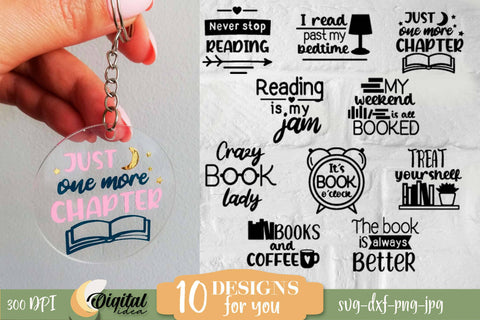 Book Lover beautiful Keychains | Book Lover Quotes | Enjoy Reading SVG Evgenyia Guschina 