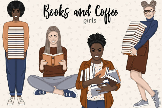 Book Lover Clipart | Reading Illustrations Set SVG GlamArtZhanna 