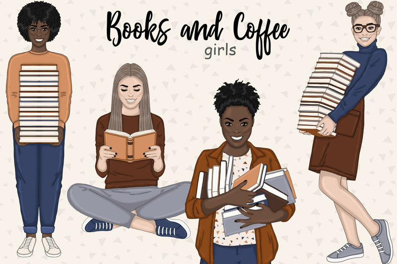 Book Lover Clipart | Reading Illustrations Set SVG GlamArtZhanna 