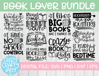 Book Lover | Funny Quote SVG Cut File Bundle SVG Crazy Crafty Lady Co. 