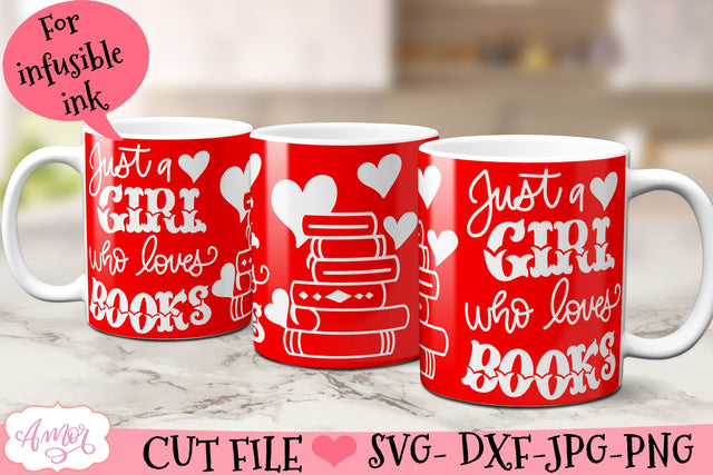 Book lover Mug Wrap SVG for Cricut infusible ink SVG Amorclipart 