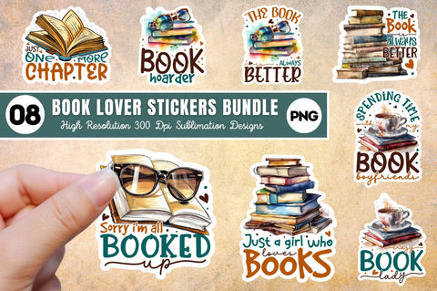 Book Lover Printable Stickers Bundle Sublimation Regulrcrative 