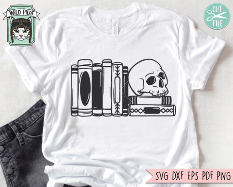 Book Lover Skull SVG, Halloween Books SVG, Books SVG, Reading svg, Skull Book Lover png, Bibliophile svg, Librarian svg, Teacher svg SVG Wild Pilot 