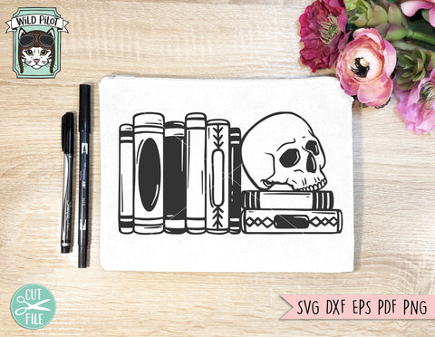 Book Lover Skull SVG, Halloween Books SVG, Books SVG, Reading svg, Skull Book Lover png, Bibliophile svg, Librarian svg, Teacher svg SVG Wild Pilot 