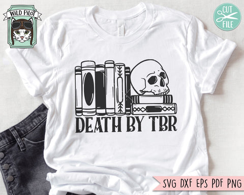 Book Lover Skull SVG, Halloween Books SVG, Books SVG, Reading svg, Skull Book Lover png, Death by tbr svg file, Librarian svg, Teacher svg SVG Wild Pilot 