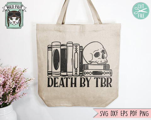 Book Lover Skull SVG, Halloween Books SVG, Books SVG, Reading svg, Skull Book Lover png, Death by tbr svg file, Librarian svg, Teacher svg SVG Wild Pilot 