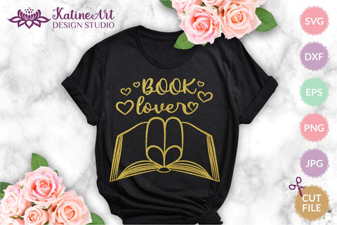 Book lover svg book clipart for book nerd librarian teacher. Jpg, png, eps, dxf, svg cut file SVG KatineArt 