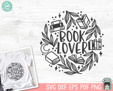 Book Lover SVG, Books SVG, Reading SVG, Mystical svg, Hand Lettered svg, Magical svg, Librarian svg, Fantasy svg, Reading png, Leaves svg SVG Wild Pilot 