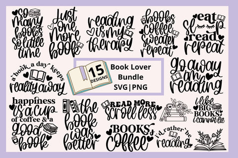 Book lover svg bundle, book quotes svg, librarian svg, reading svg bundle, bookworm svg, book shirts svg, book mug svg, hand lettered svg SVG AnitaAlyiaLettering 