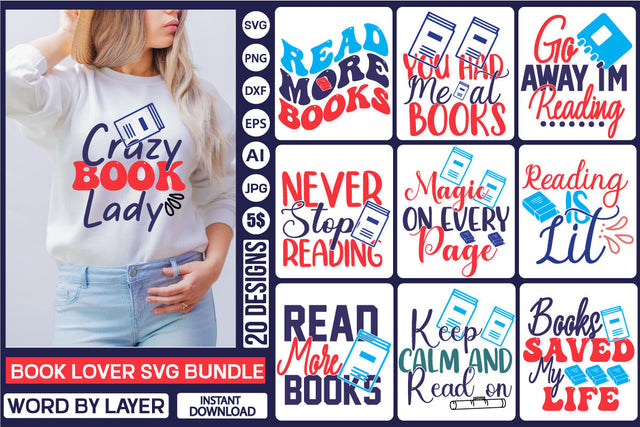 Book Lover Svg Bundle SVG DesignPlante 503 