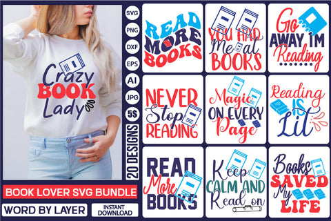 Book Lover Svg Bundle SVG DesignPlante 503 