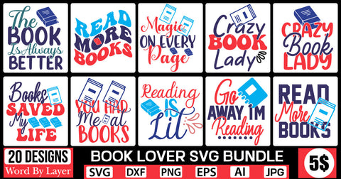 Book Lover Svg Bundle SVG DesignPlante 503 