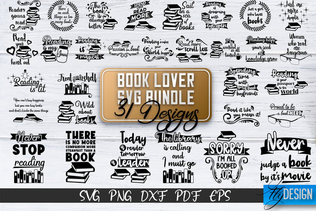 Book Lover SVG | Funny Quotes SVG | Reading SVG Bundle v.2 SVG Fly Design 