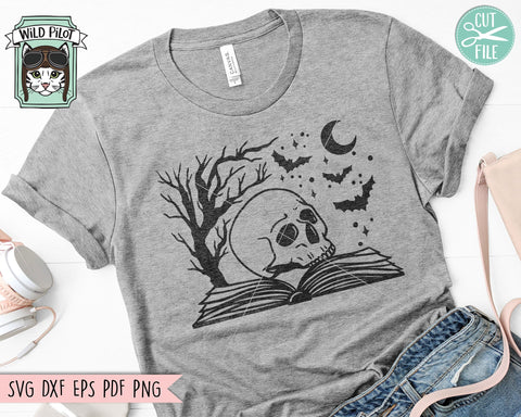 Book Lover SVG, Skull SVG, Halloween Books SVG, Books svg, Horror svg, Book Club svg, Reading svg, Librarian svg, Teacher svg, Library svg SVG Wild Pilot 