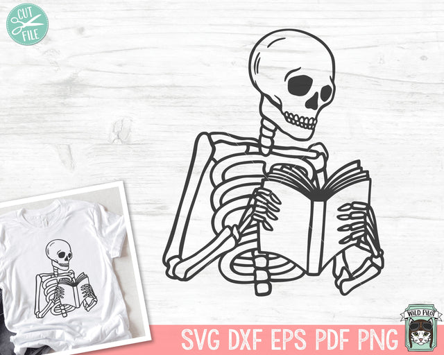 Book Lover SVG, Skull SVG, Skeleton SVG, Halloween Book svg, Books svg, Horror svg, Book Club svg, Reading svg, Librarian svg, Library svg SVG Wild Pilot 