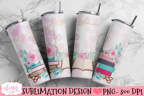 Book lover tumbler wrap for sublimation Sublimation Amorclipart 