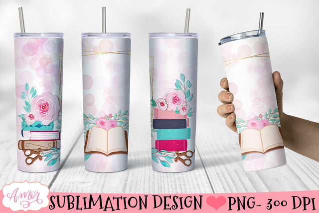 Book lover tumbler wrap for sublimation Sublimation Amorclipart 