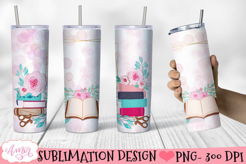 Book lover tumbler wrap for sublimation Sublimation Amorclipart 