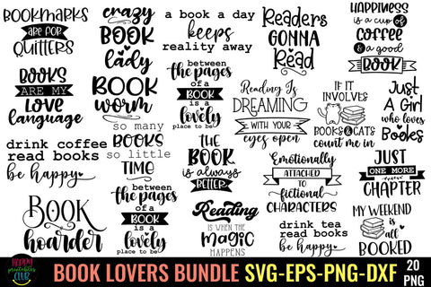 Book Lovers SVG Bundle I Reading SVG Bundle I Books SVG SVG Happy Printables Club 