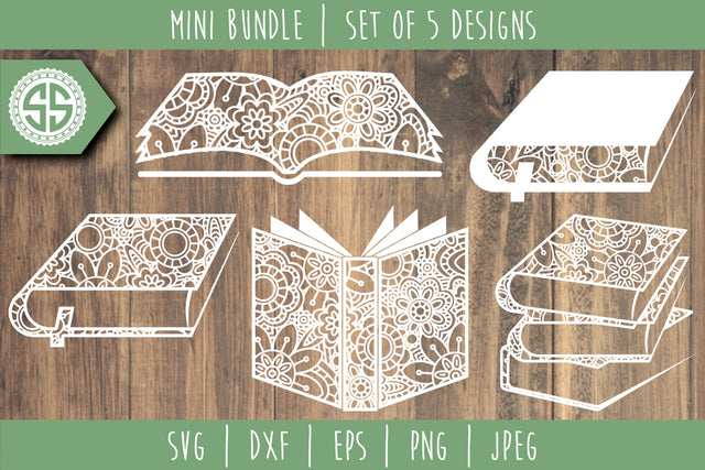 Book Mandala Zentangle Mini Bundle - Set of 5 SVG SavoringSurprises 